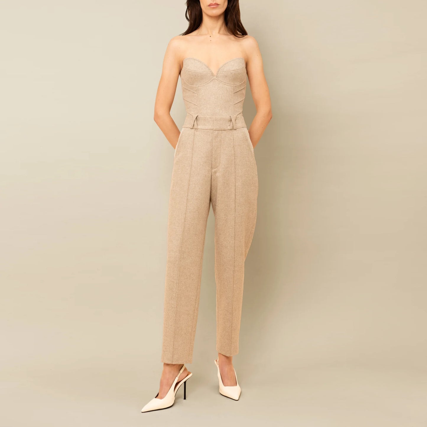 Contessa Mills "Aconitum" Wool Trouser in Beige, size 4 (fits like size 2)