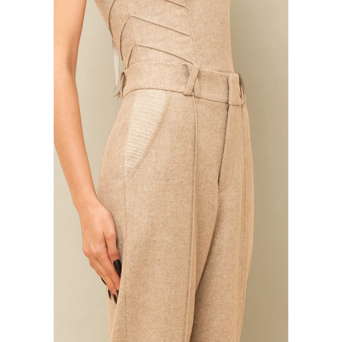 Contessa Mills "Aconitum" Wool Trouser in Beige, size 4 (fits like size 2)
