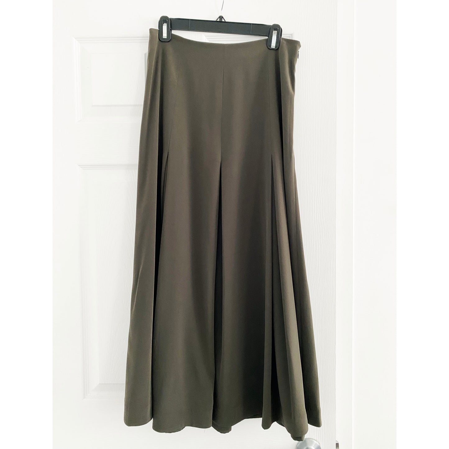 CO Pleated Crepe Midi Skirt in "Forest", size Medium (fits S/M)