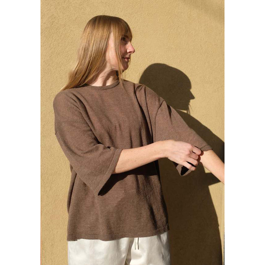 Cordera Merino Wool Oversized T-shirt in Taupe, One Size Only