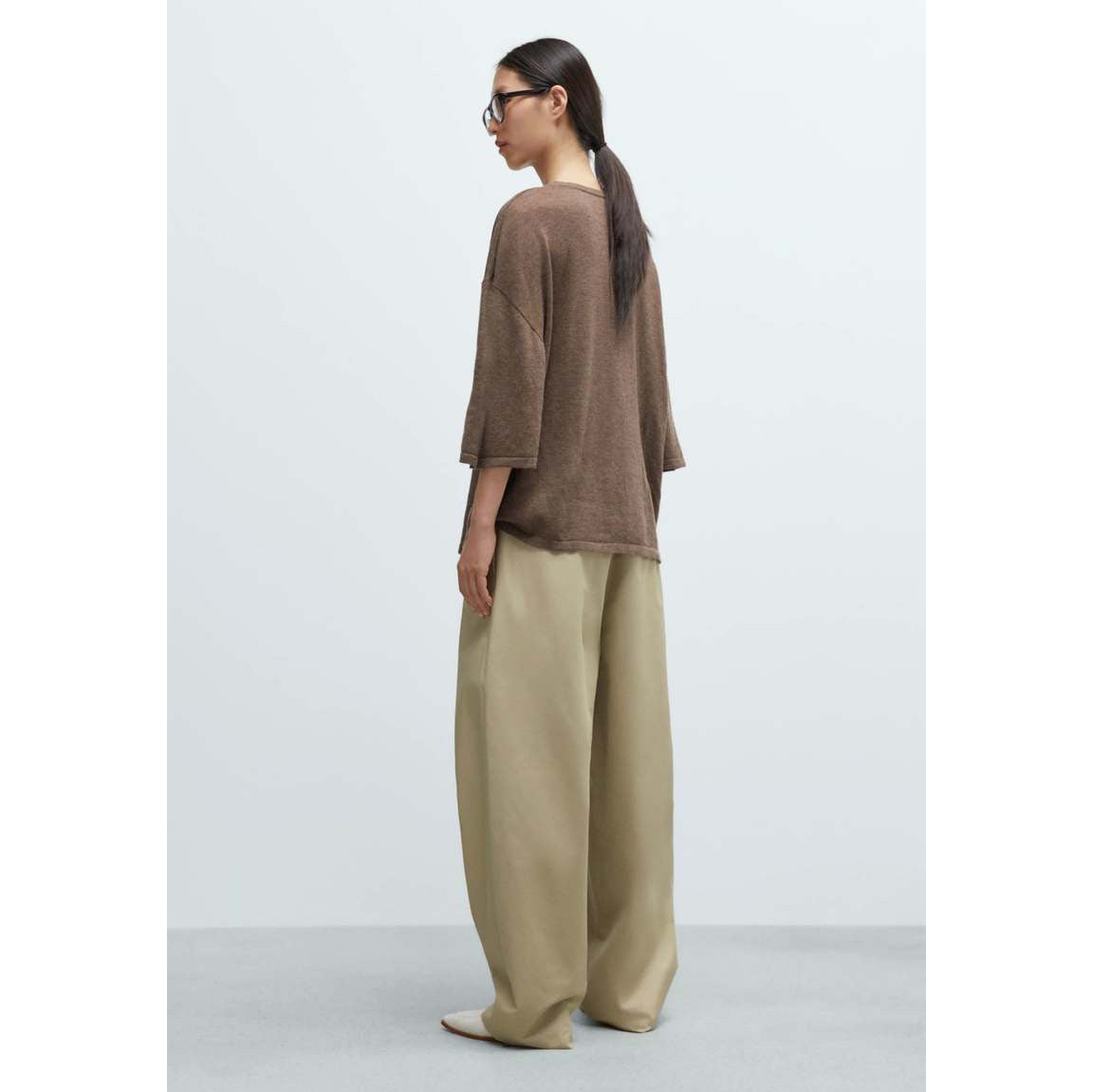 Cordera Merino Wool Oversized T-shirt in Taupe, One Size Only