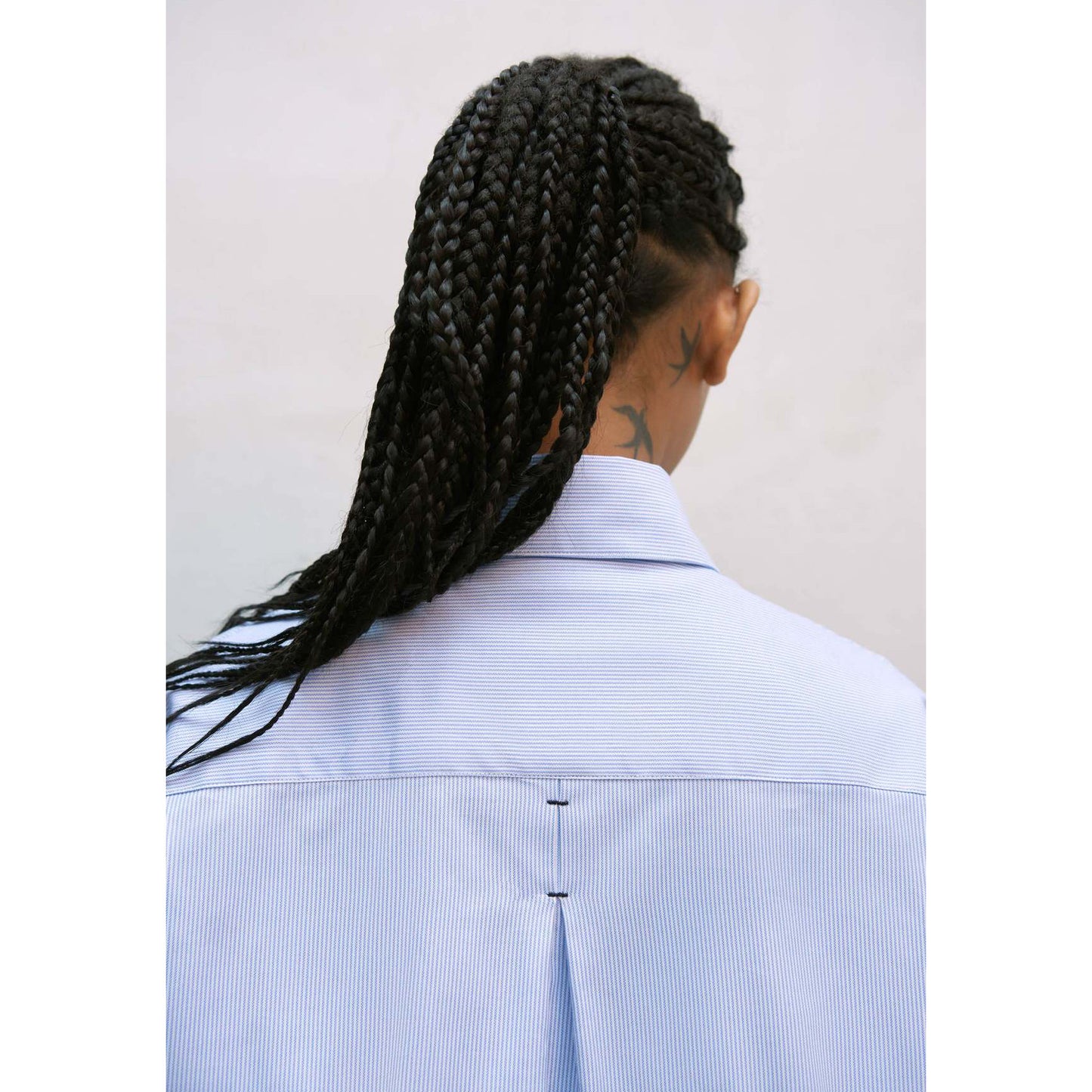Cordera Cropped Pinstripe Shirt in Blue (fits Medium ish)