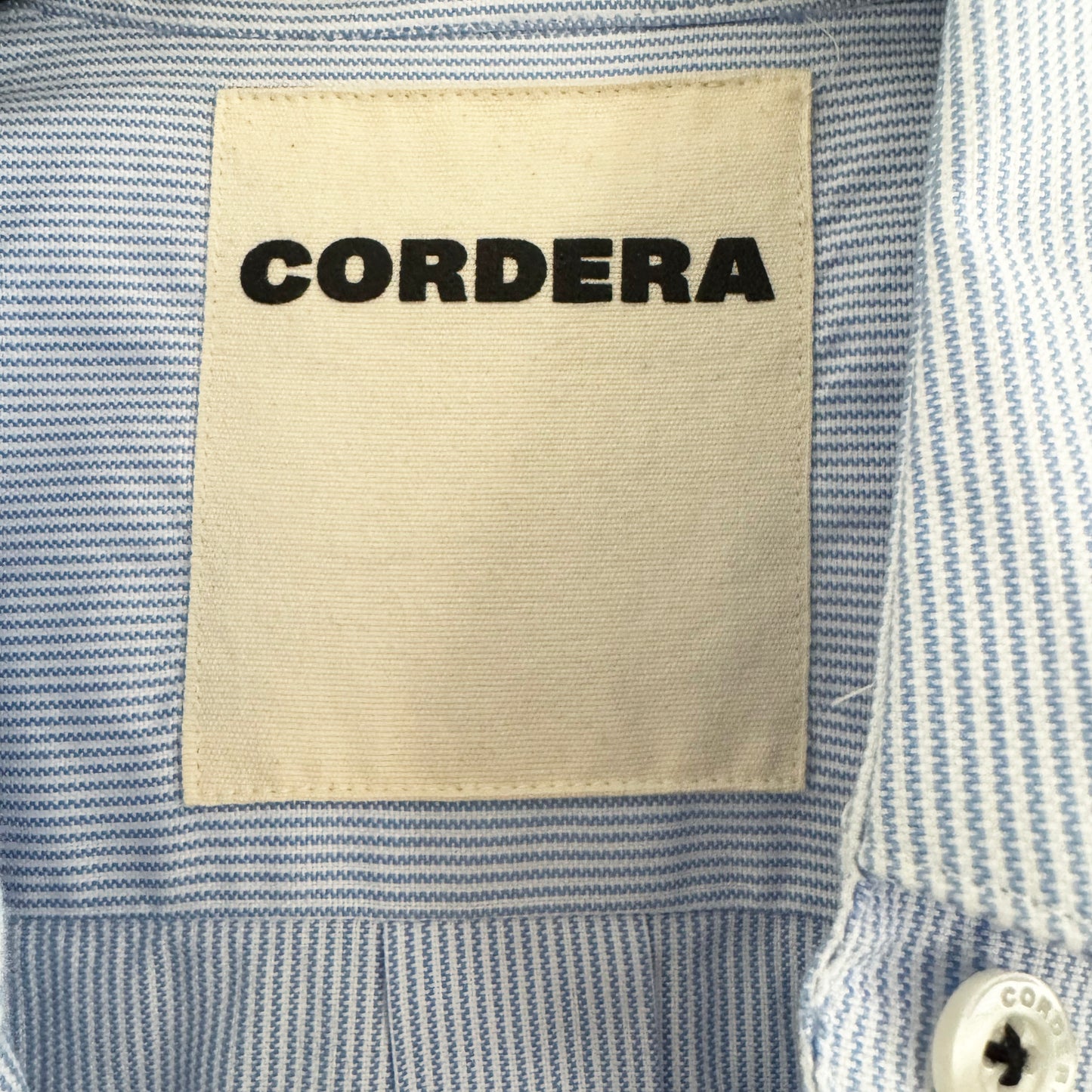 Cordera Cropped Pinstripe Shirt in Blue (fits Medium ish)