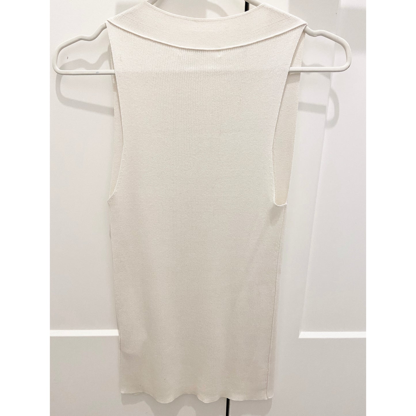 Co Ivory Ribbed Silk Tank, Size Small