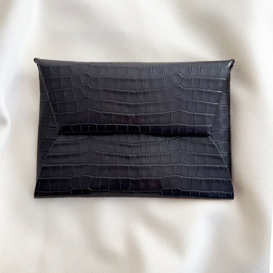 COS Stamped Croc Clutch in Brown