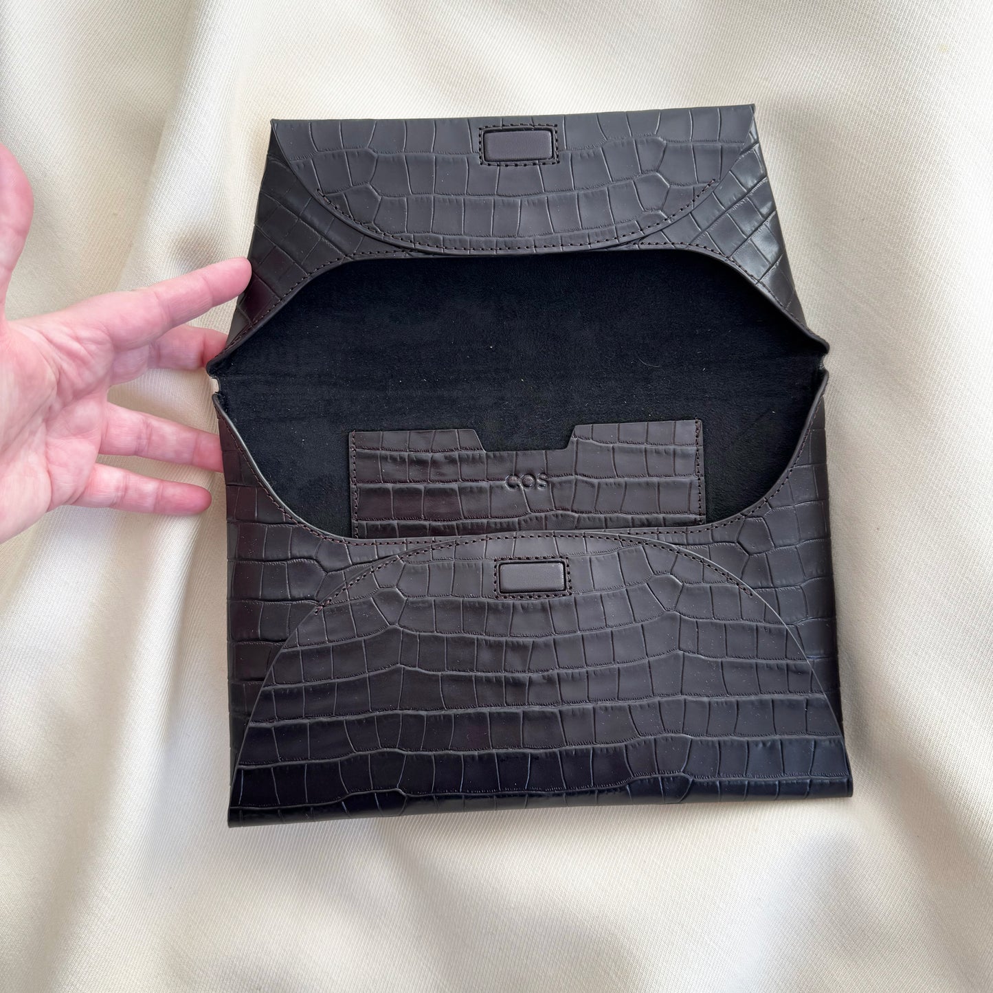 COS Stamped Croc Clutch in Brown