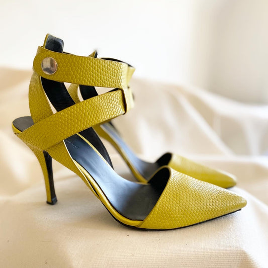 Alexander Wang Yellow Lizard "Sonya" Pumps, size 38.5