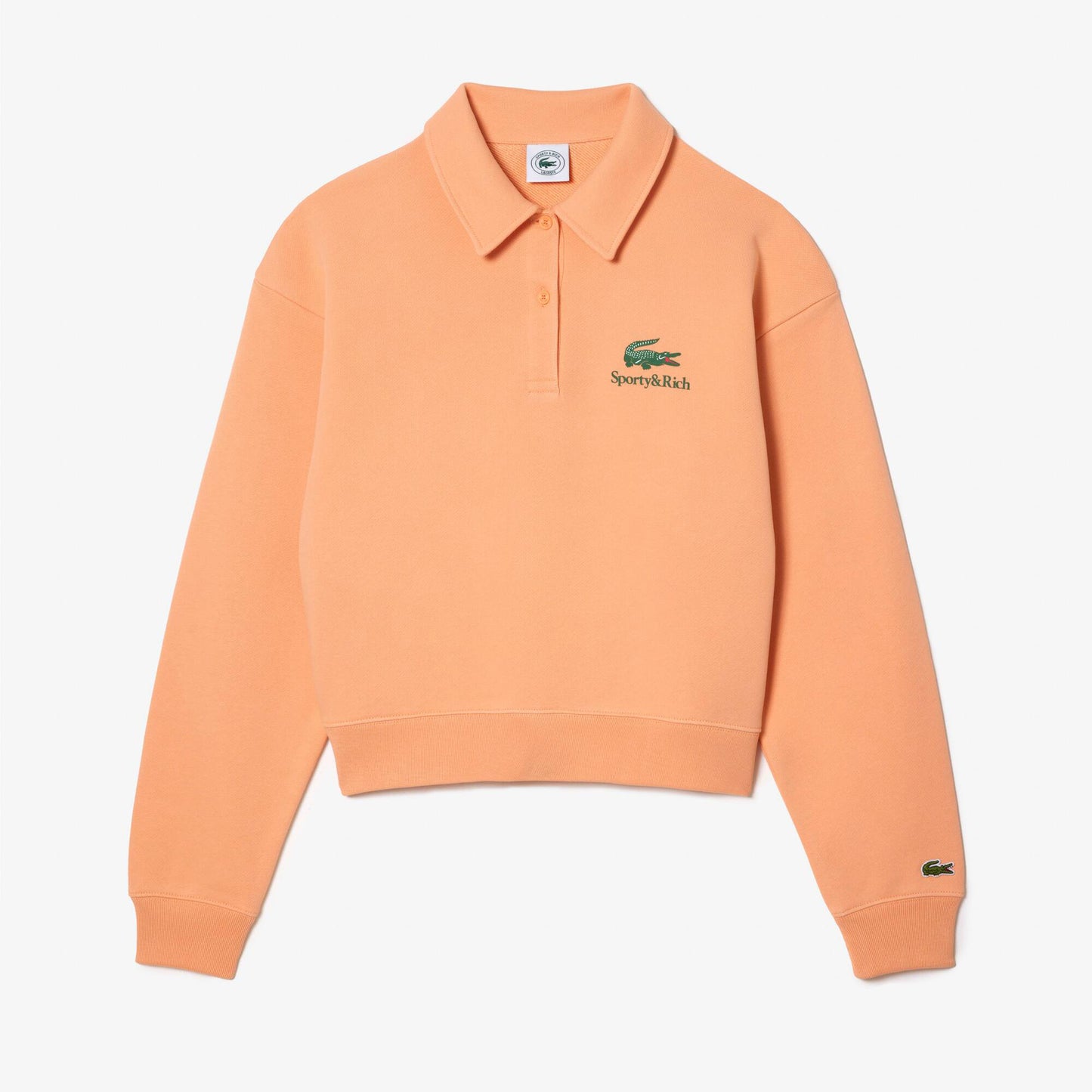 Sporty & Rich x Lacoste Polo Neck in Orange, size 34 (XS)