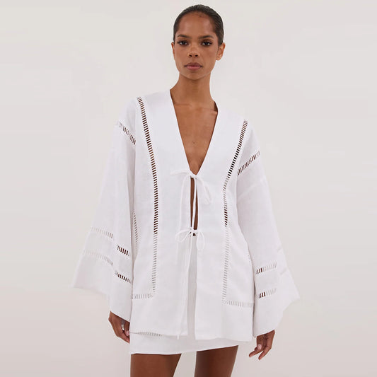 Dissh "Lindsay" Kimono Top in White, size 4