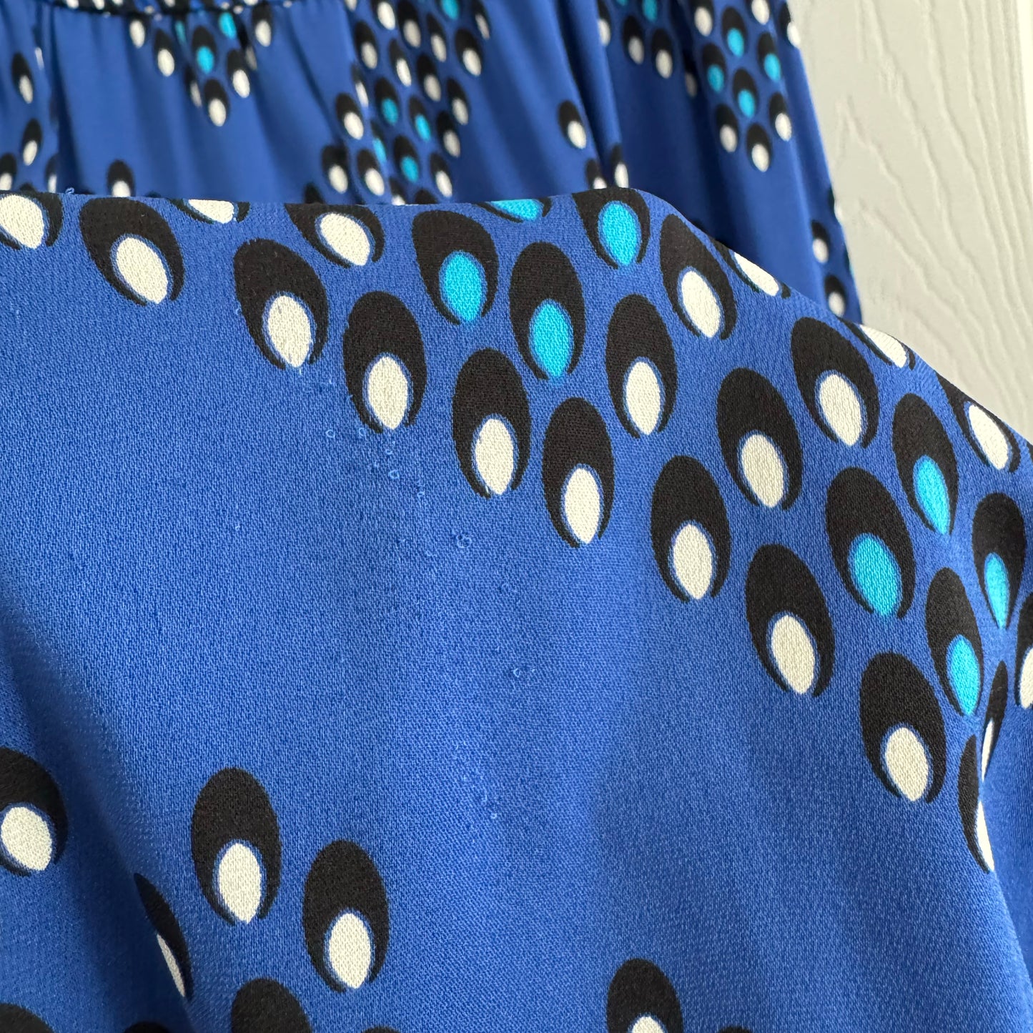 Robe longue imprimée bleue DVF, taille 10