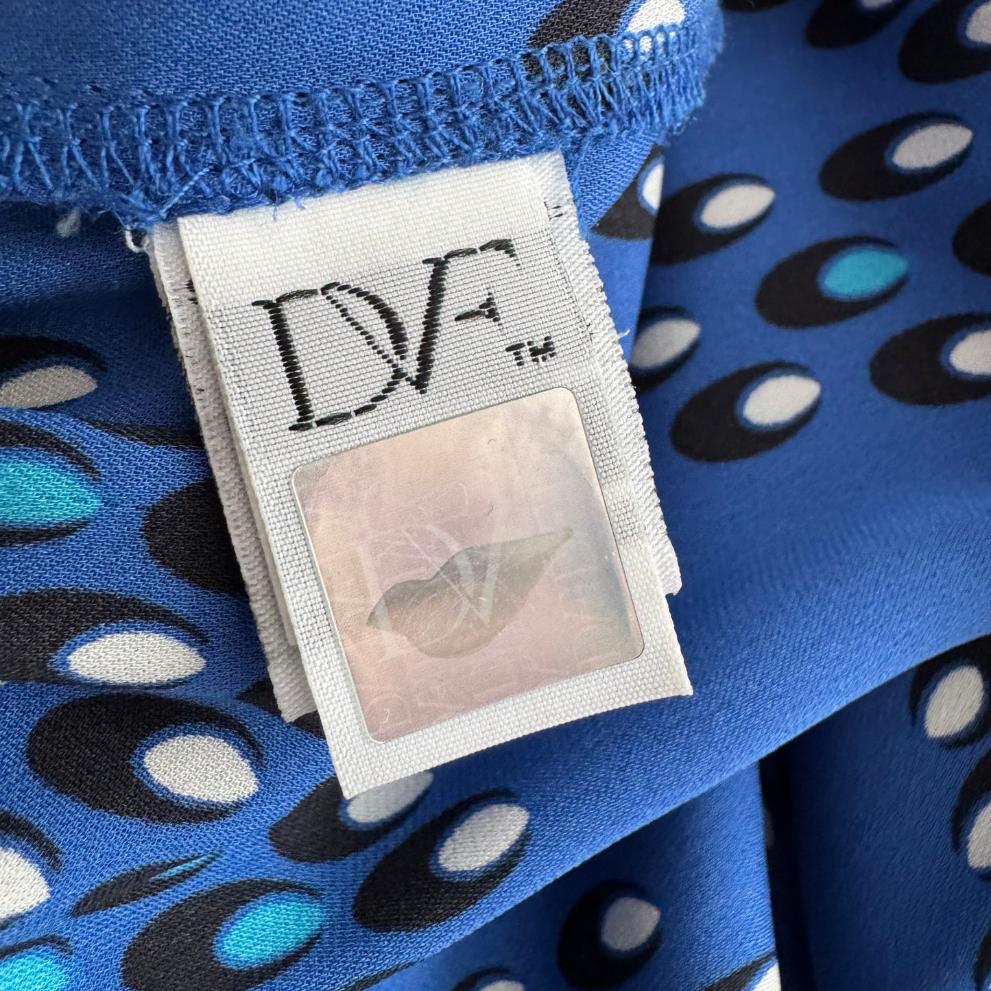 Robe longue imprimée bleue DVF, taille 10