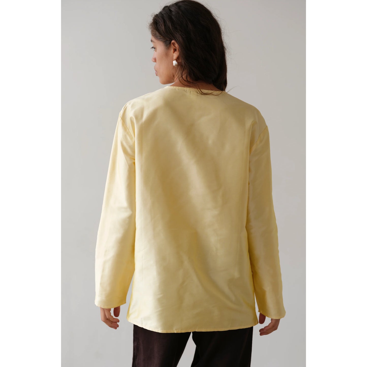 Donni Taffeta Split Top in "Butter" (Yellow), size Small