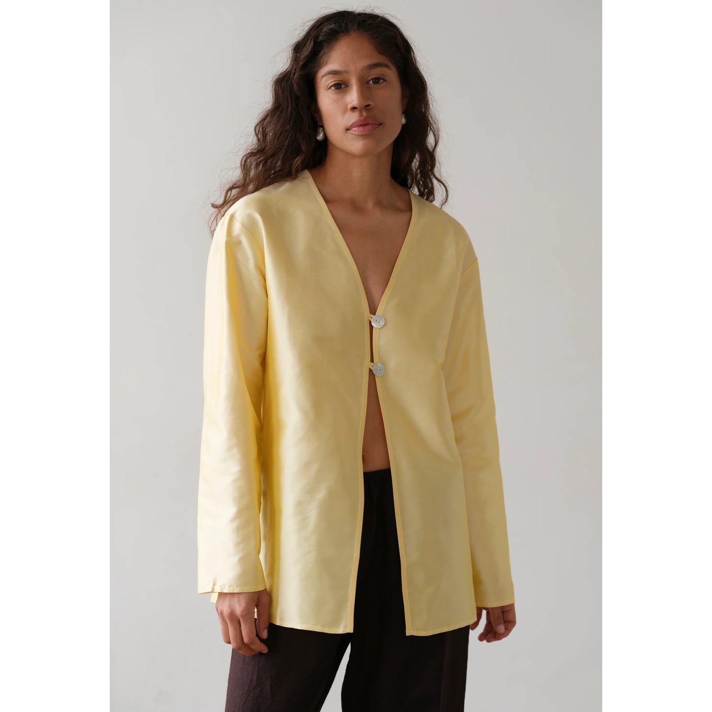 Donni Taffeta Split Top in "Butter" (Yellow), size Small