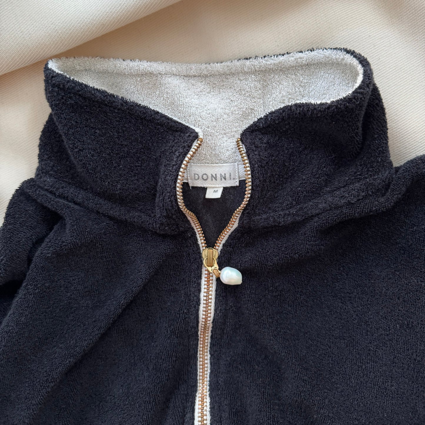 Donni Striped Velour Top in Black and Ivory, size Medium (fits S/M)