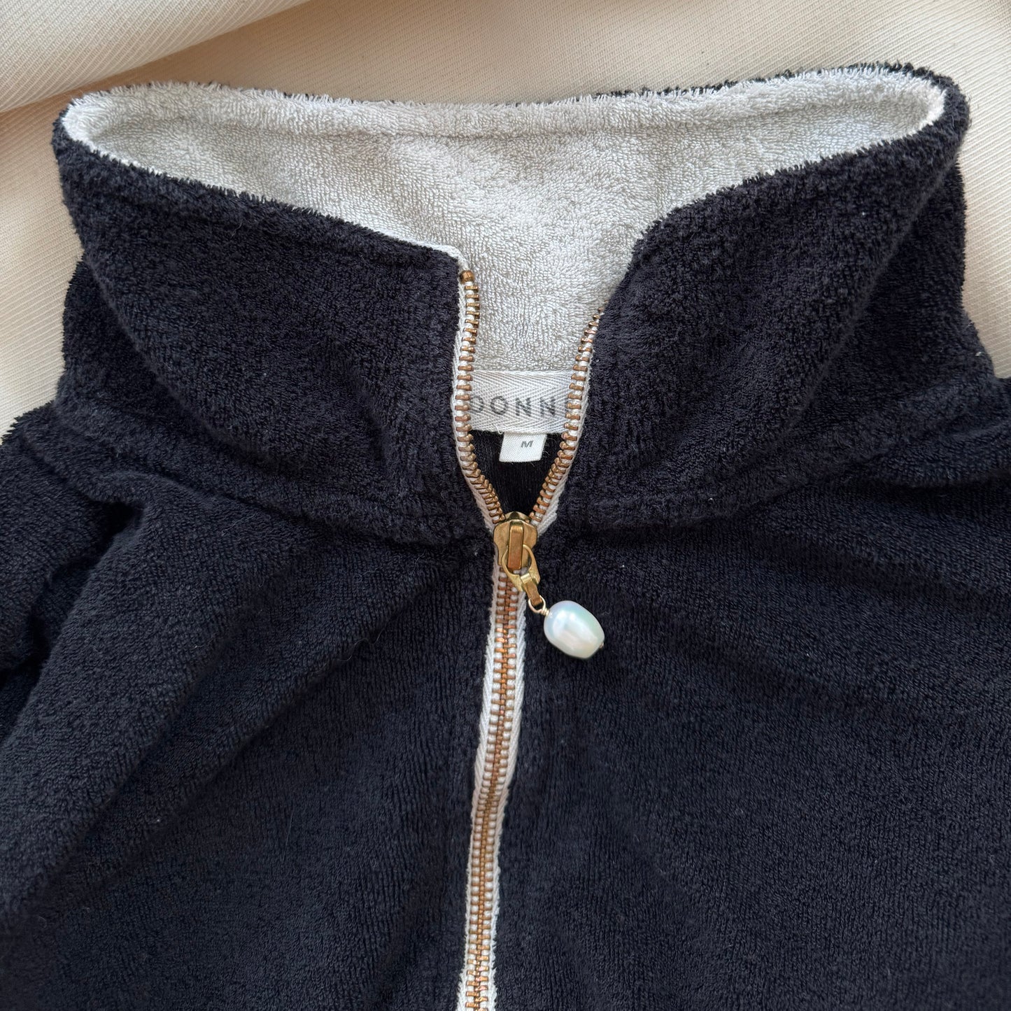 Donni Striped Velour Top in Black and Ivory, size Medium (fits S/M)