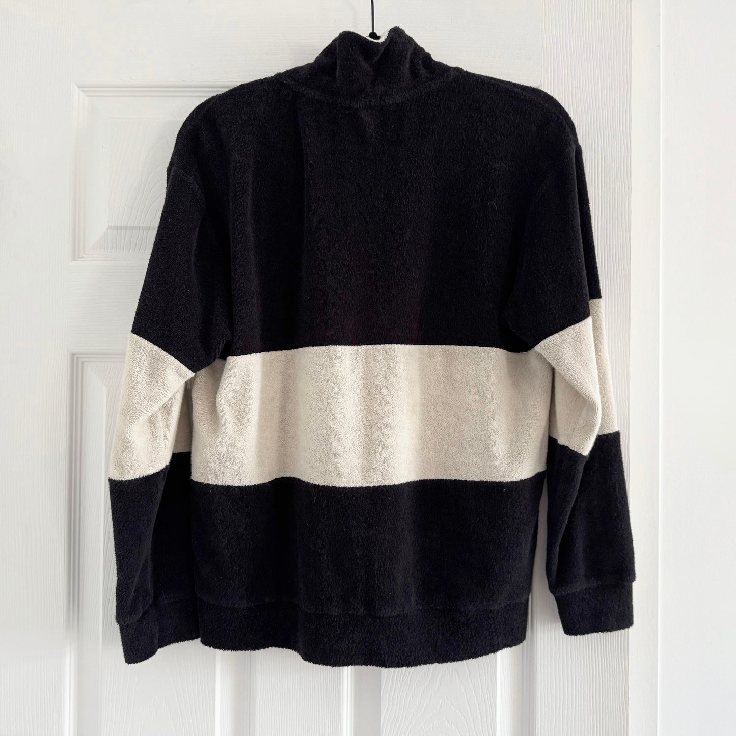 Donni Striped Velour Top in Black and Ivory, size Medium (fits S/M)