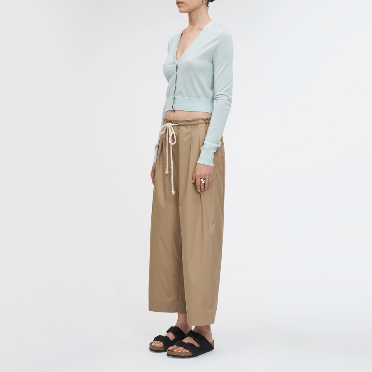 Maria McManus Drawstring Waist Cotton Pant in Taupe, size Small