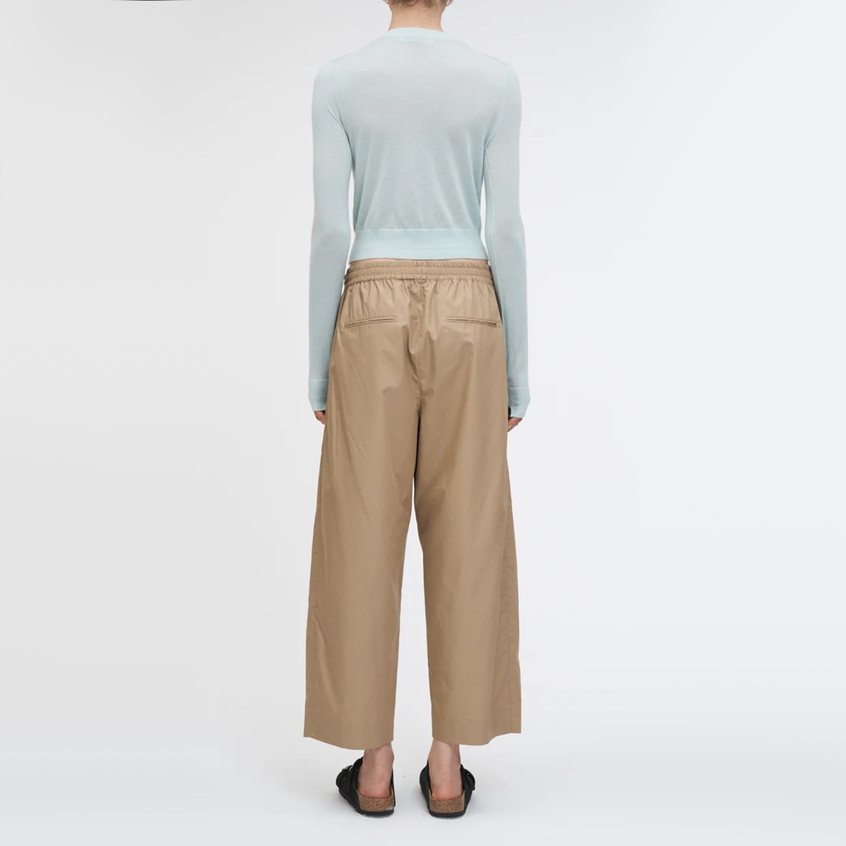 Maria McManus Drawstring Waist Cotton Pant in Taupe, size Small