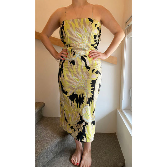 Robe en coton imprimé jaune Dries Van Noten, taille 38