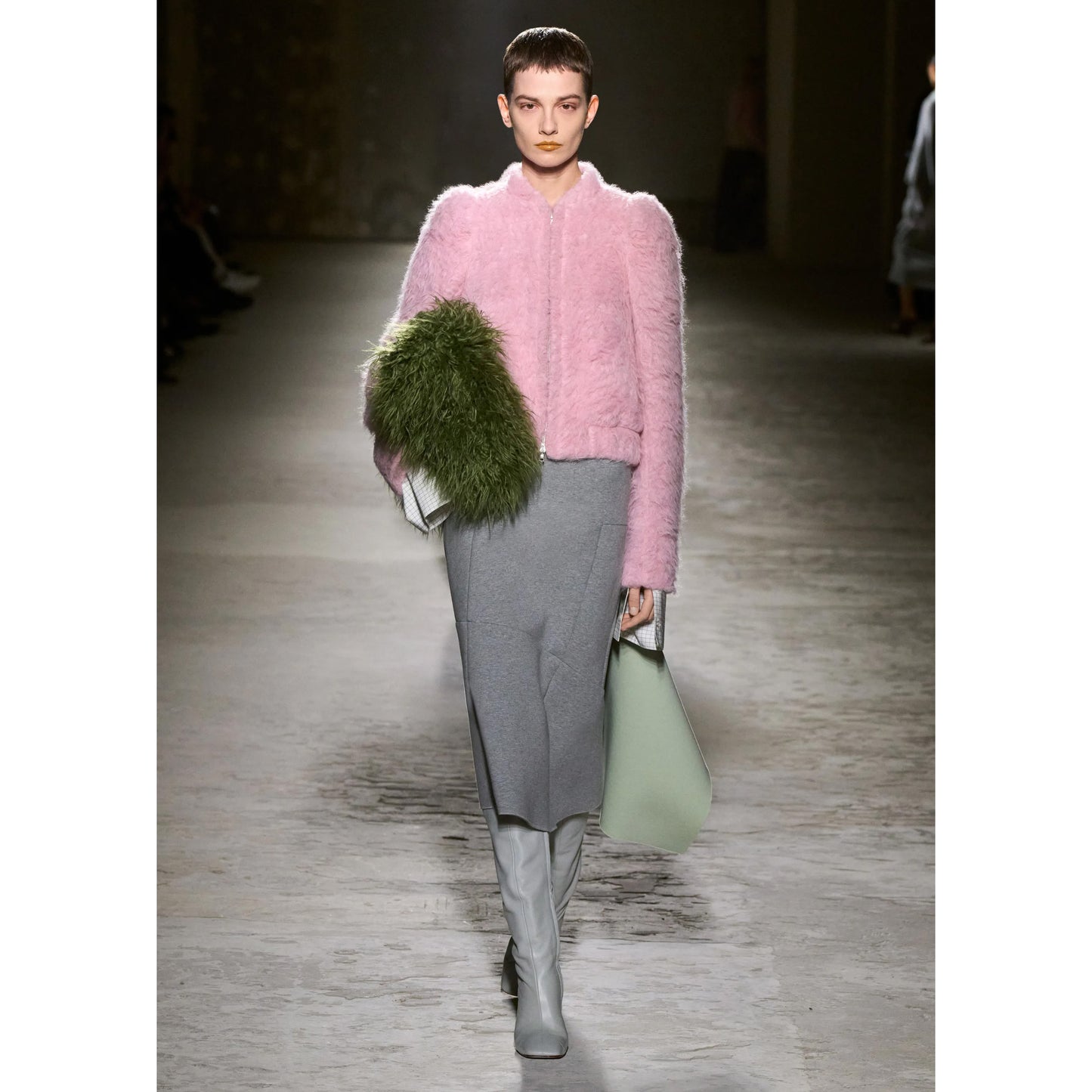 Dries Van Noten Fuzzy Tote Bag in Green