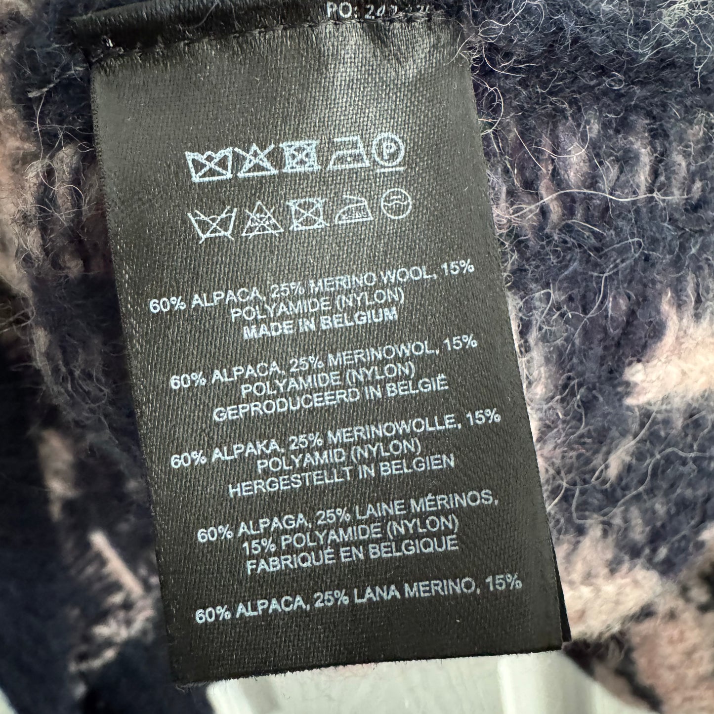 Dries Van Noten "Taiga" Printed Turtleneck in Pink/Navy, size Small