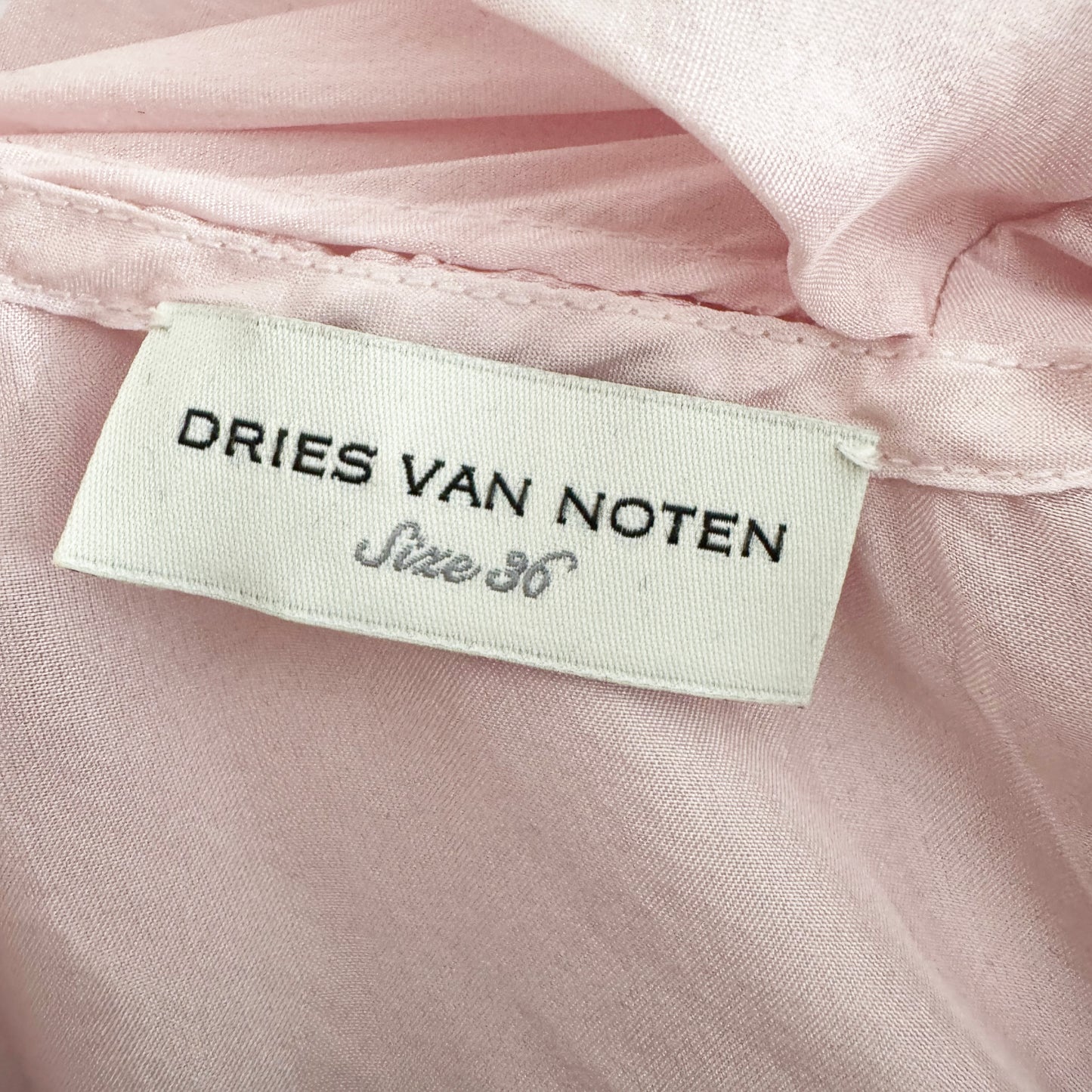 Dries Van Noten Draped Silk Blouse in Pale Pink, size 36