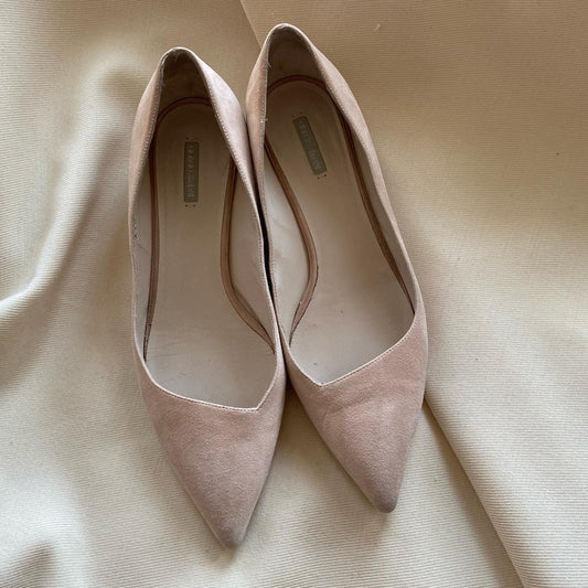 Armani Ballet Pink Suede Flats, size 38.5