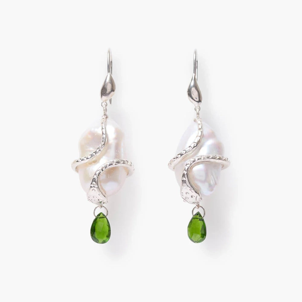 Chan Luu Serpent Drop Earrings White Pearl