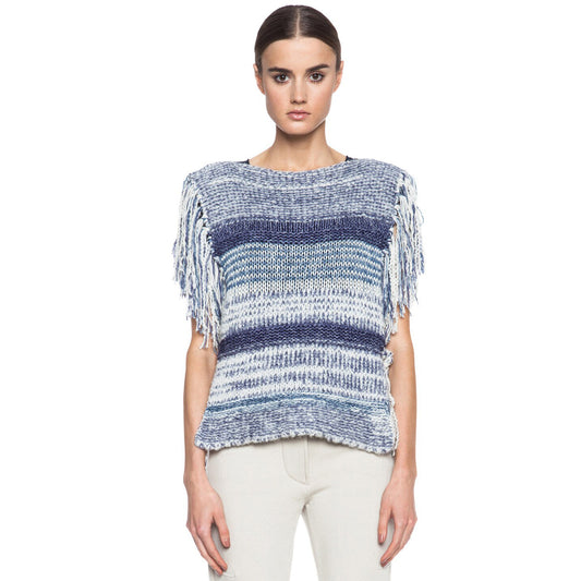 Isabel Marant Étoile "Peyton" Blue fringe poncho, one size only