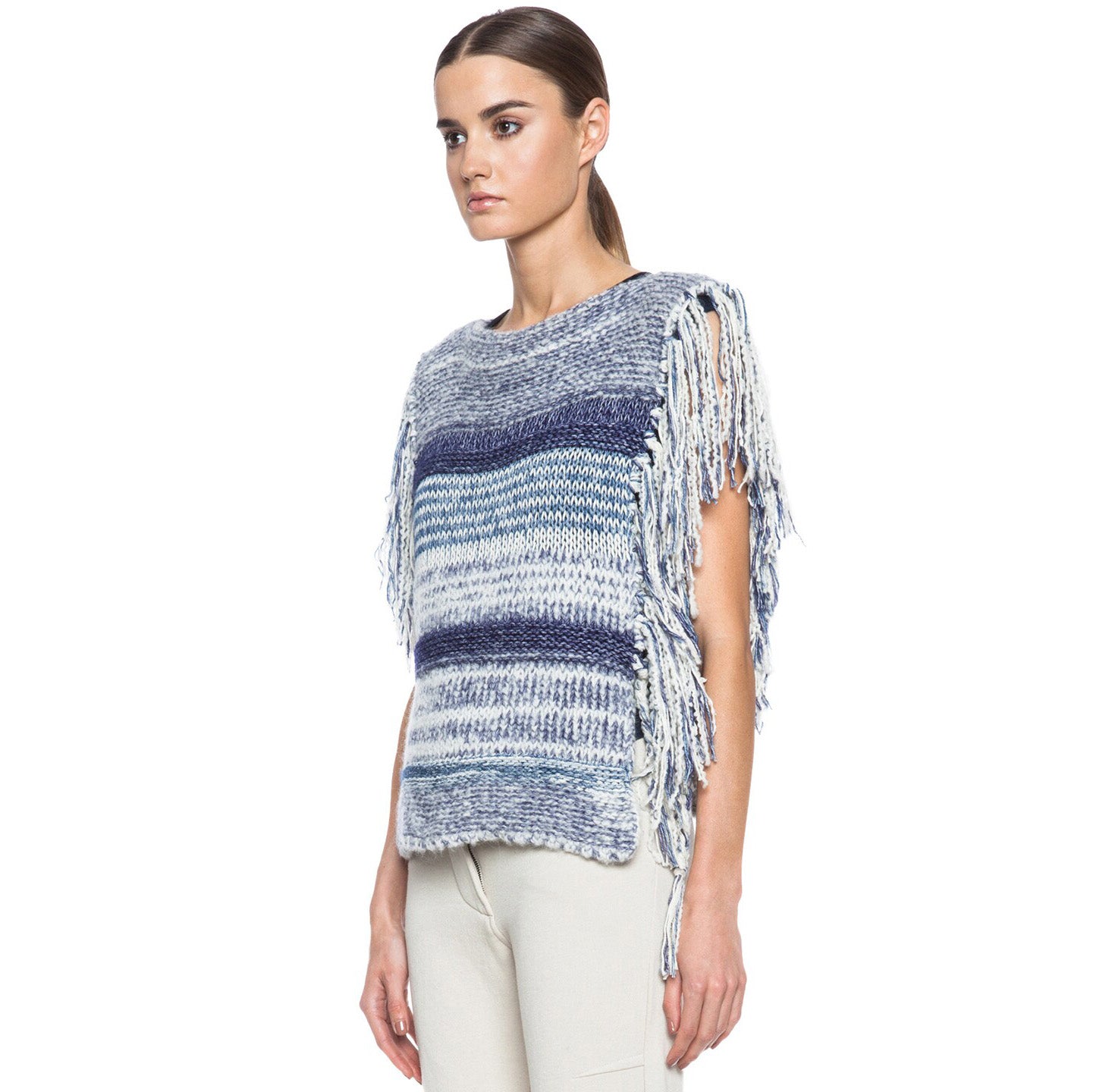 Isabel Marant Étoile "Peyton" Poncho à franges bleu, taille unique