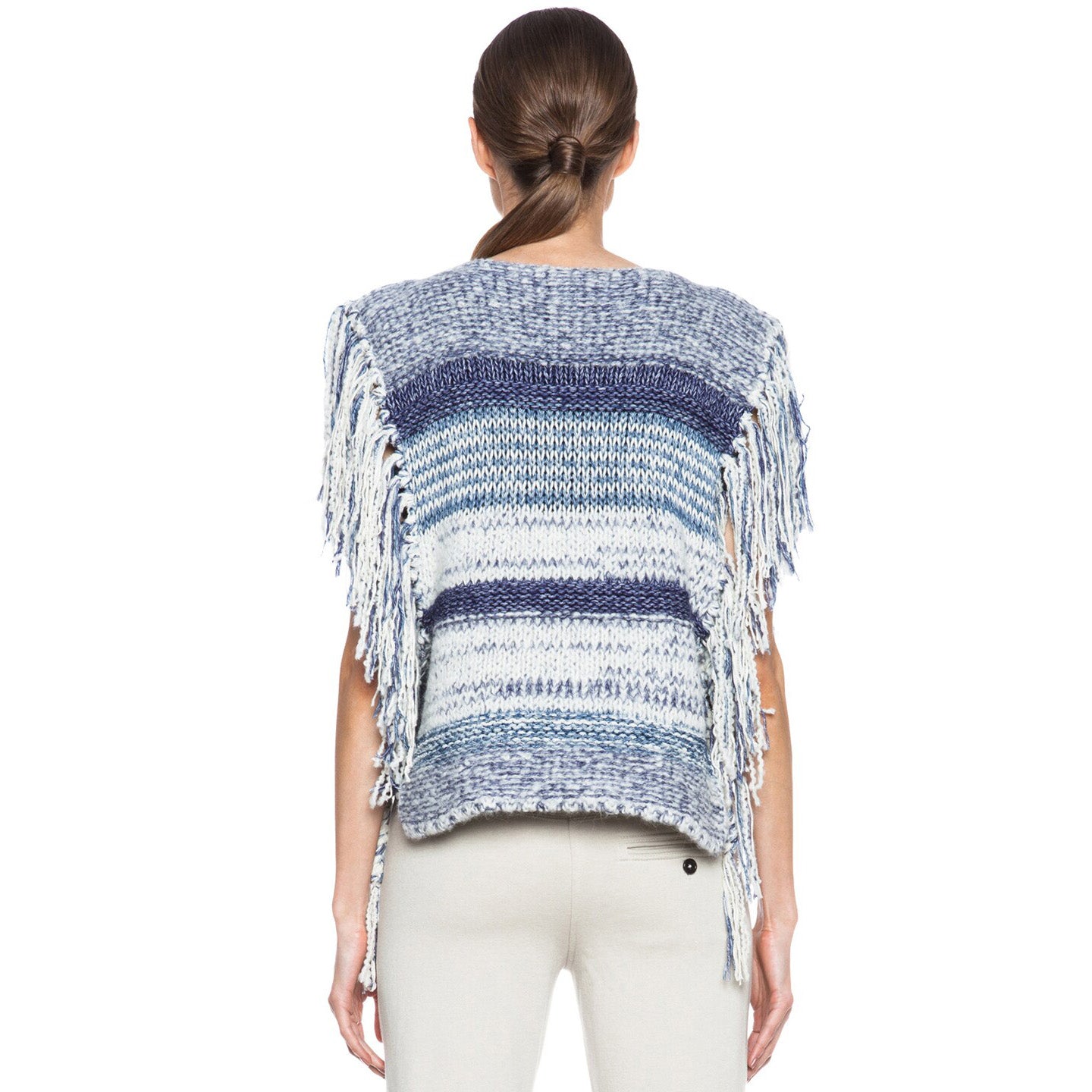 Isabel Marant Étoile "Peyton" Poncho à franges bleu, taille unique