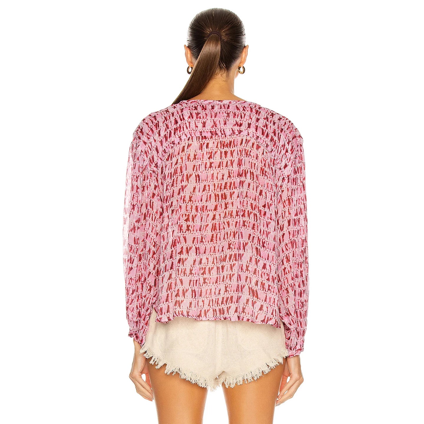 Isabel Marant Etoile "Sorionea" Printed Silk Blouse in Pink, size 36 (fits super oversize)