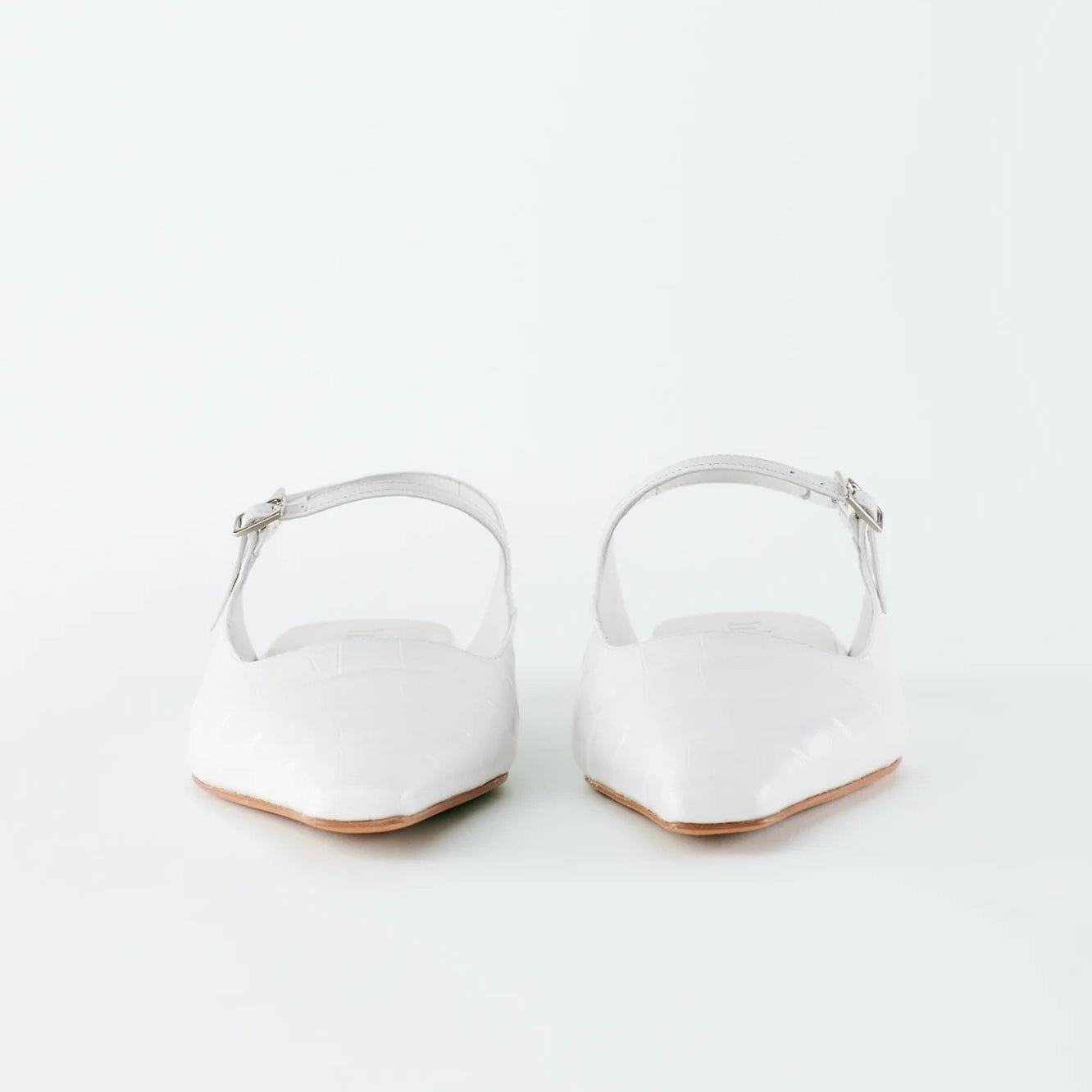 Tibi "Rudy" Croc Print Flat in White, size 42