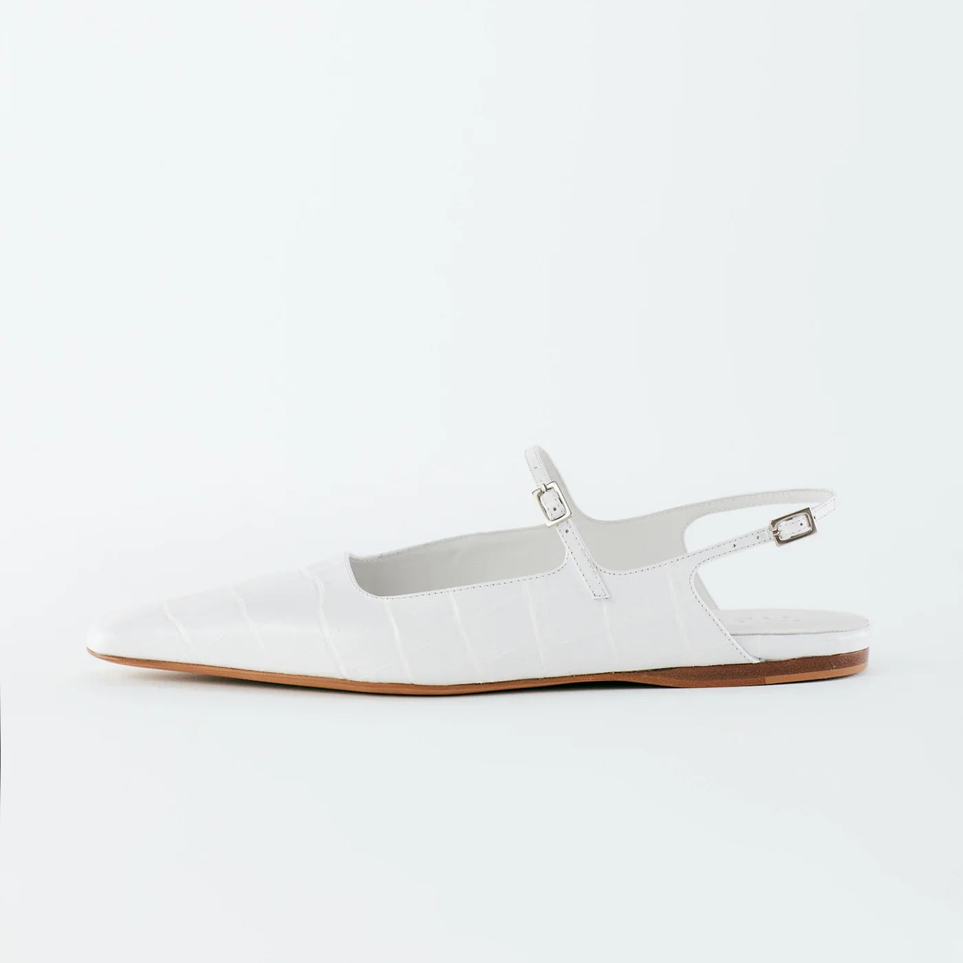 Tibi "Rudy" Croc Print Flat in White, size 42