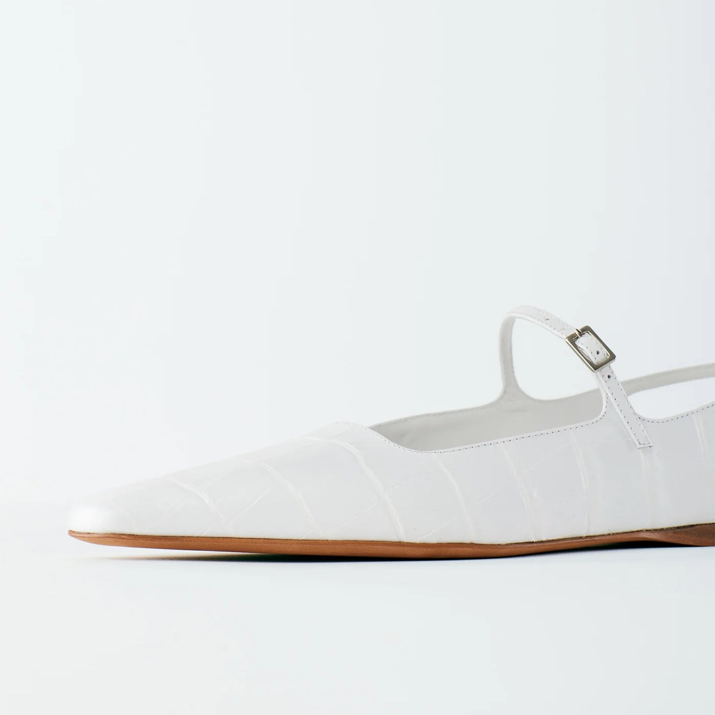 Tibi "Rudy" Croc Print Flat in White, size 42