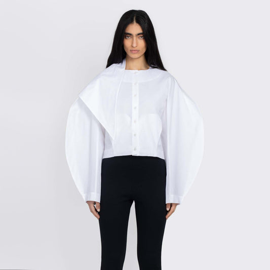 Fidan Novruzova "Eline" Poplin Shirt in White, size Medium
