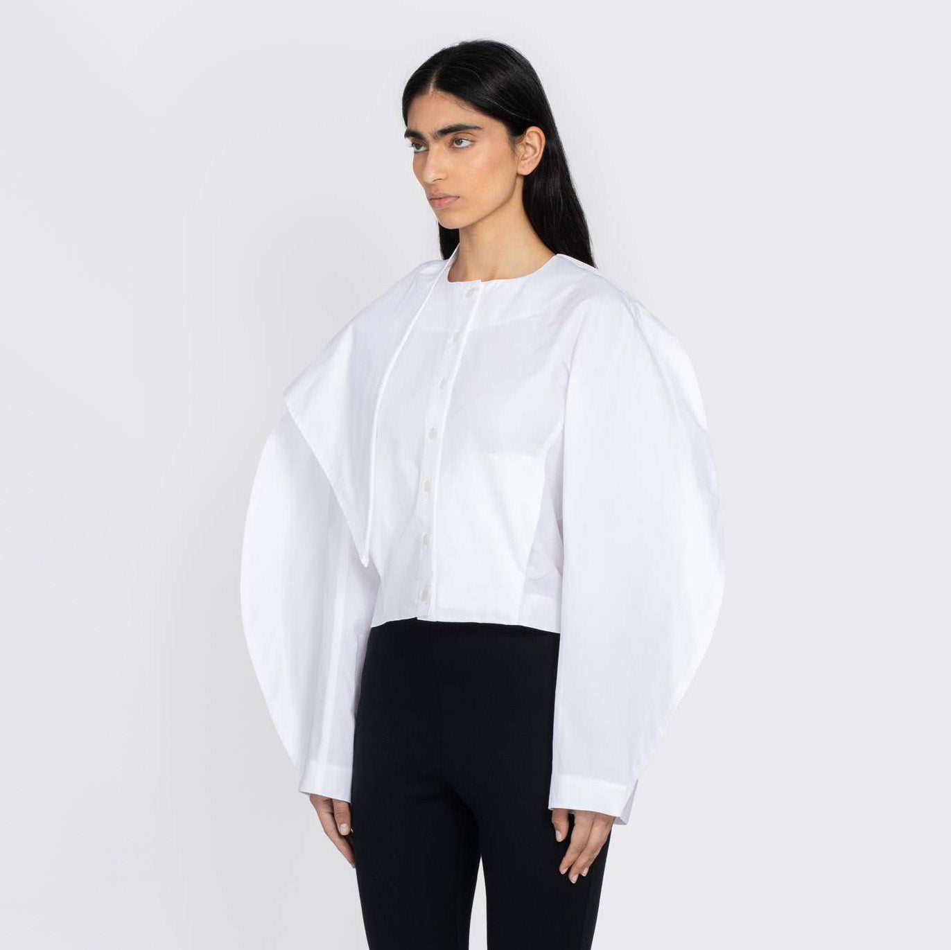 Fidan Novruzova "Eline" Poplin Shirt in White, size Medium