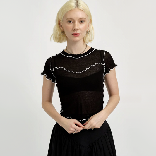 Eliza Faulkner "Gigi" Baby Tee in Black, size Small (fits like XS)