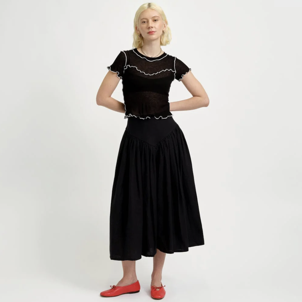 Eliza Faulkner "Gigi" Baby Tee in Black, size Small (fits like XS)