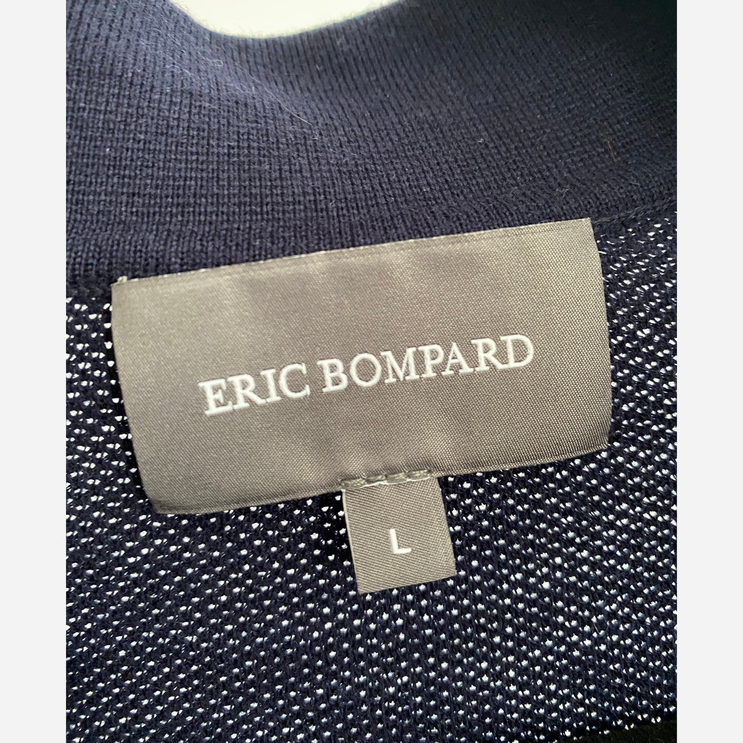 ** MENS ** Eric Bompard Navy Cotton/Cashmere Polo Neck, size large