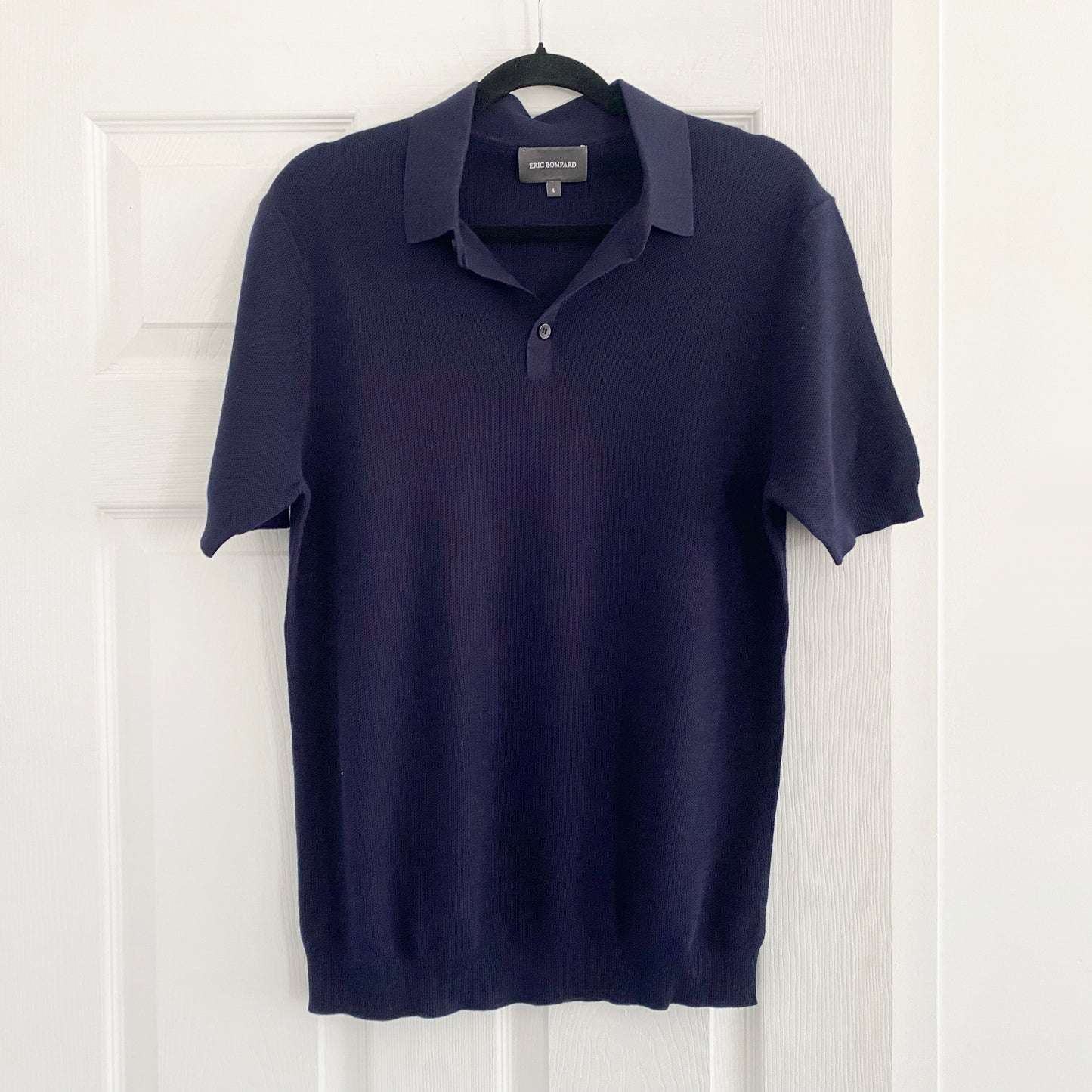 ** MENS ** Eric Bompard Navy Cotton/Cashmere Polo Neck, size large