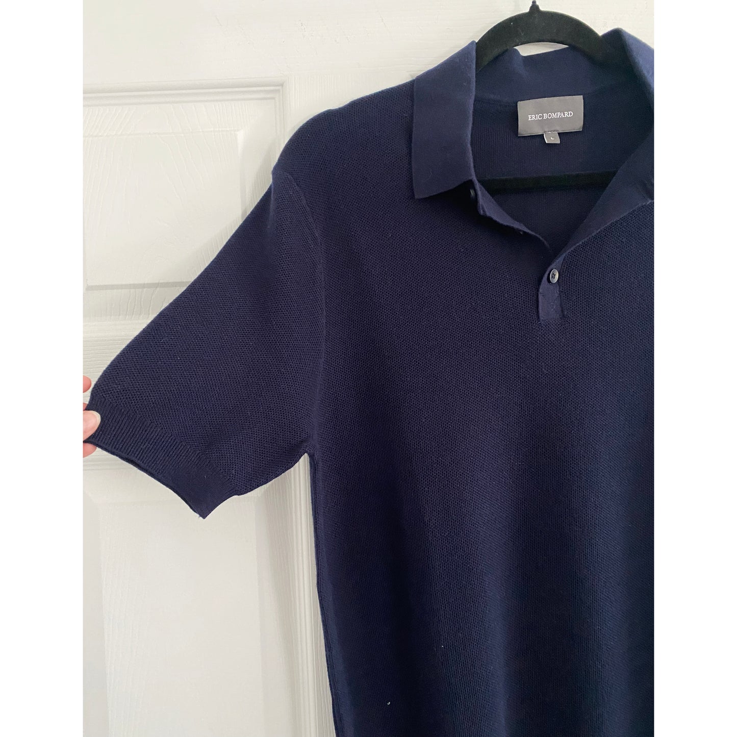 ** MENS ** Eric Bompard Navy Cotton/Cashmere Polo Neck, size large