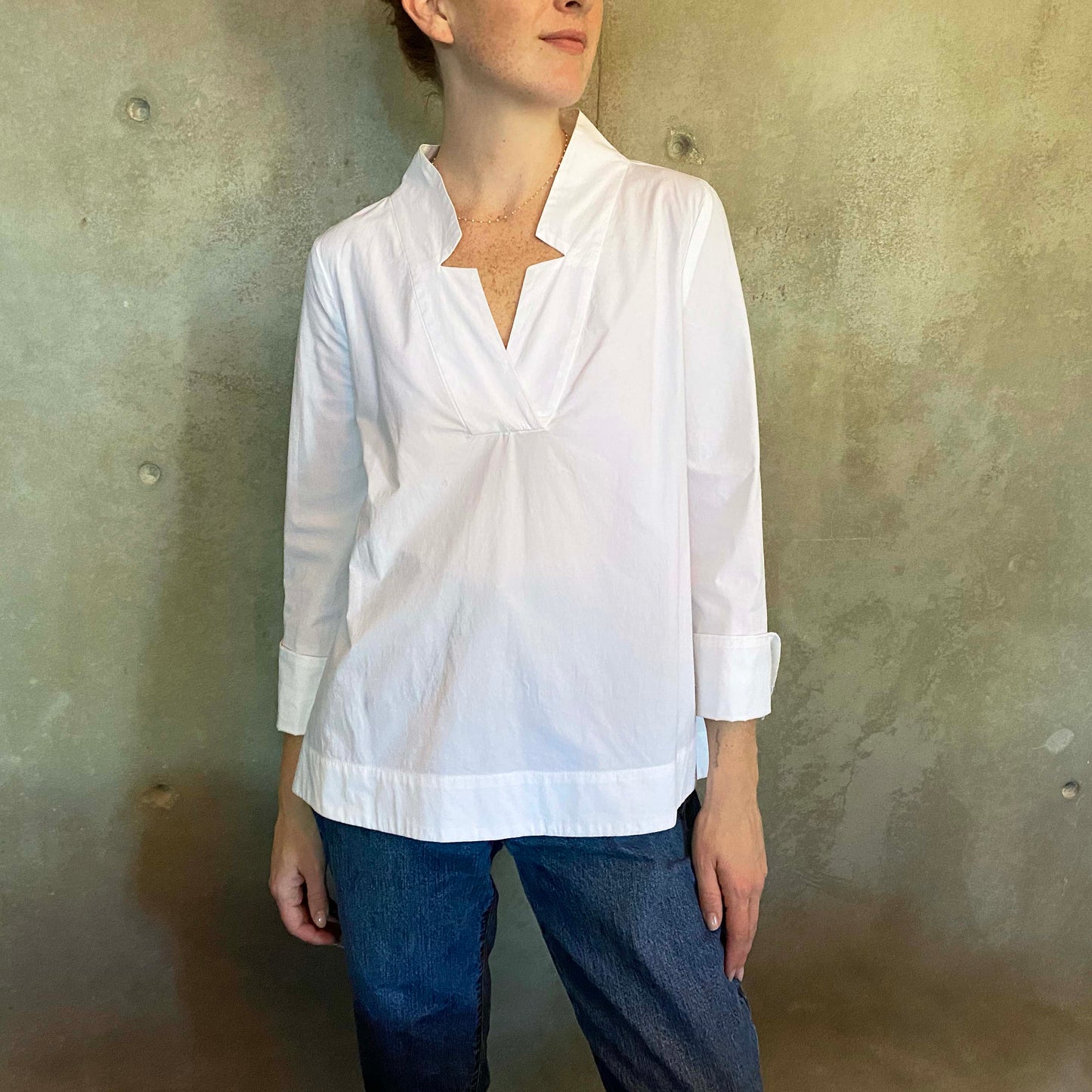 Erika Cavallini White Cotton Blouse, size 42 (size Small)