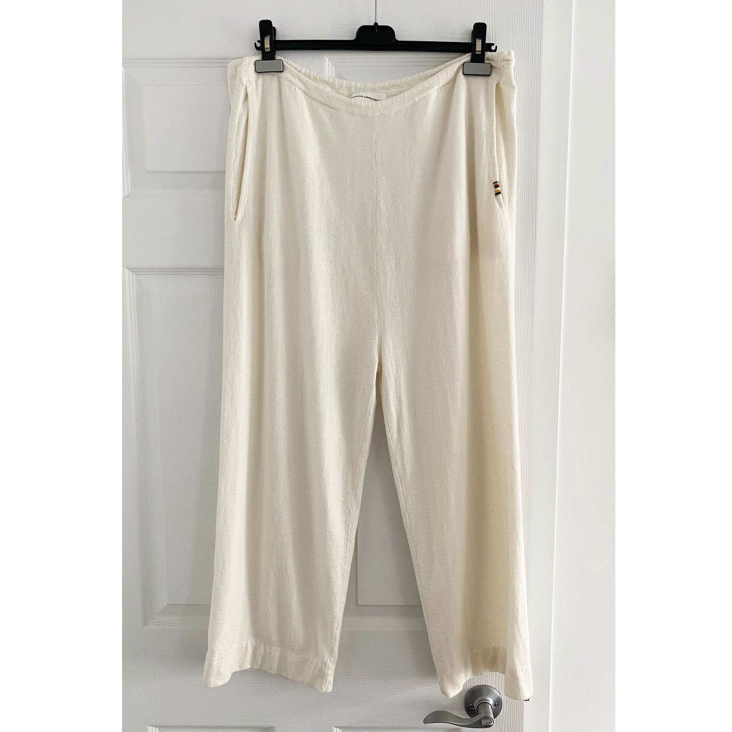 Extreme Cashmere Ivory Cotton/Cashmere Lounge Pant, One Size Only ** hemmed **