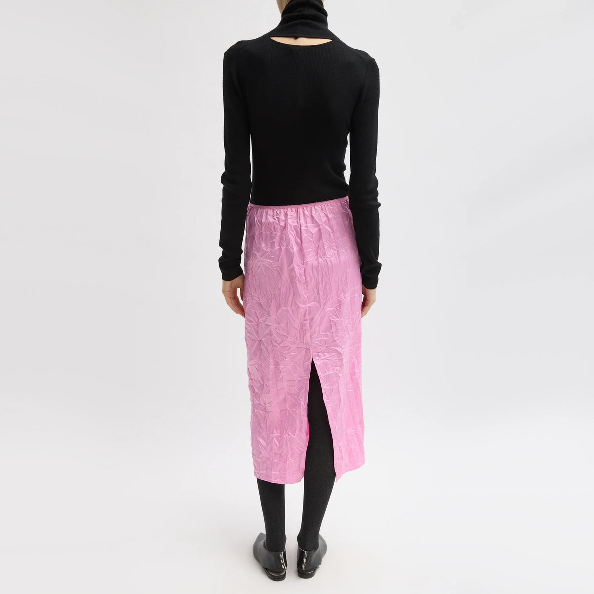 Tibi Tech Crush Slip Skirt in Pink, size Large