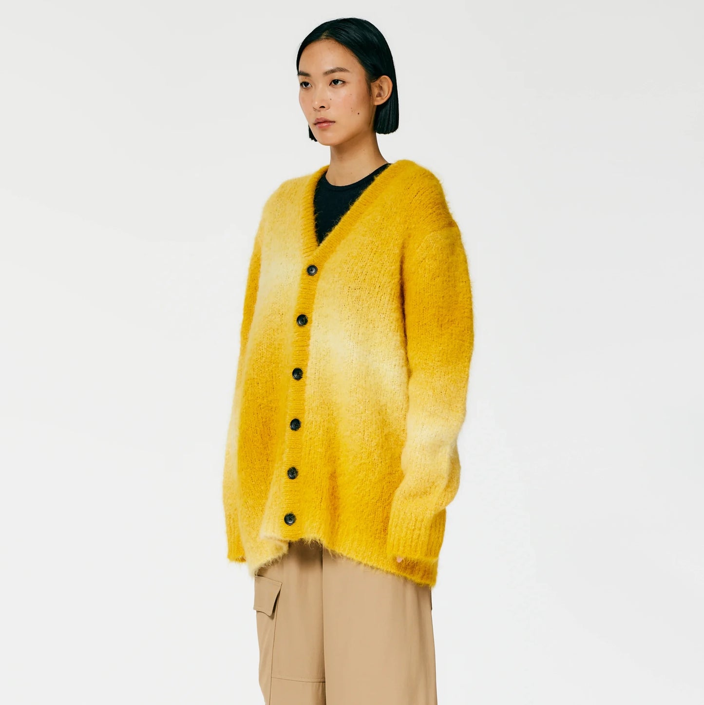 Tibi Ombre Superfine Alpaca Grandpa Cardigan in Yellow, size Small (fits Medium)