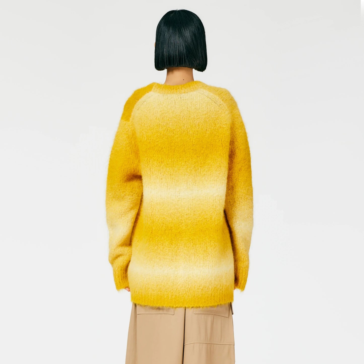 Tibi Ombre Superfine Alpaca Grandpa Cardigan in Yellow, size Small (fits Medium)