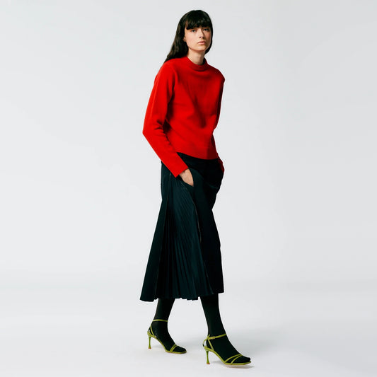 Tibi Grain De Poudre Trouser Skirt With Pleat Panel in Black, size 14
