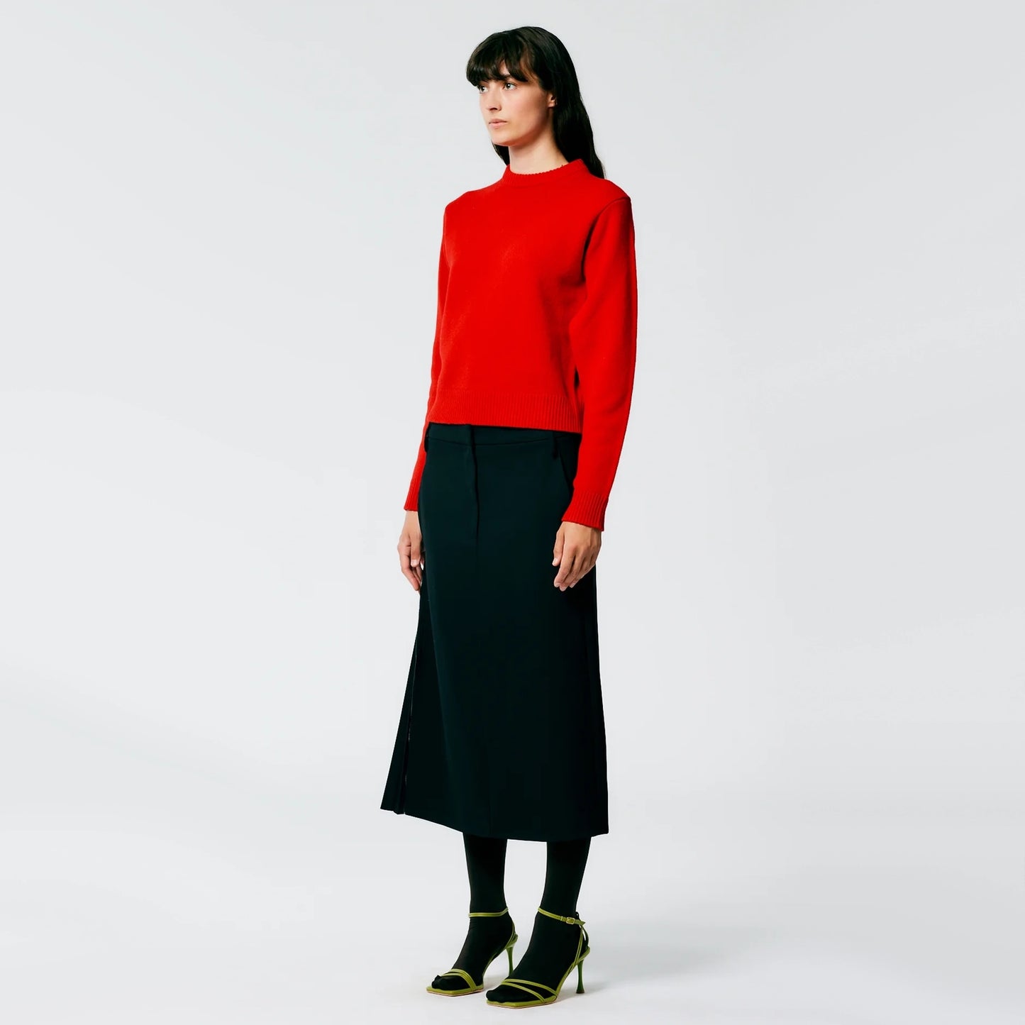 Tibi Grain De Poudre Trouser Skirt With Pleat Panel in Black, size 14