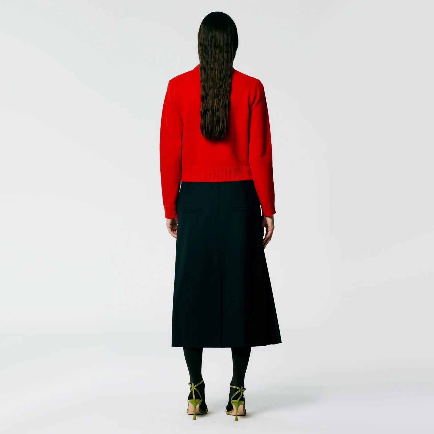 Tibi Grain De Poudre Trouser Skirt With Pleat Panel in Black, size 14